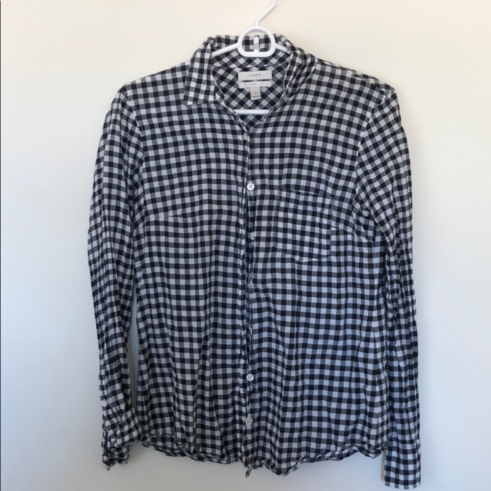 J. Crew Black Gingham Shirt